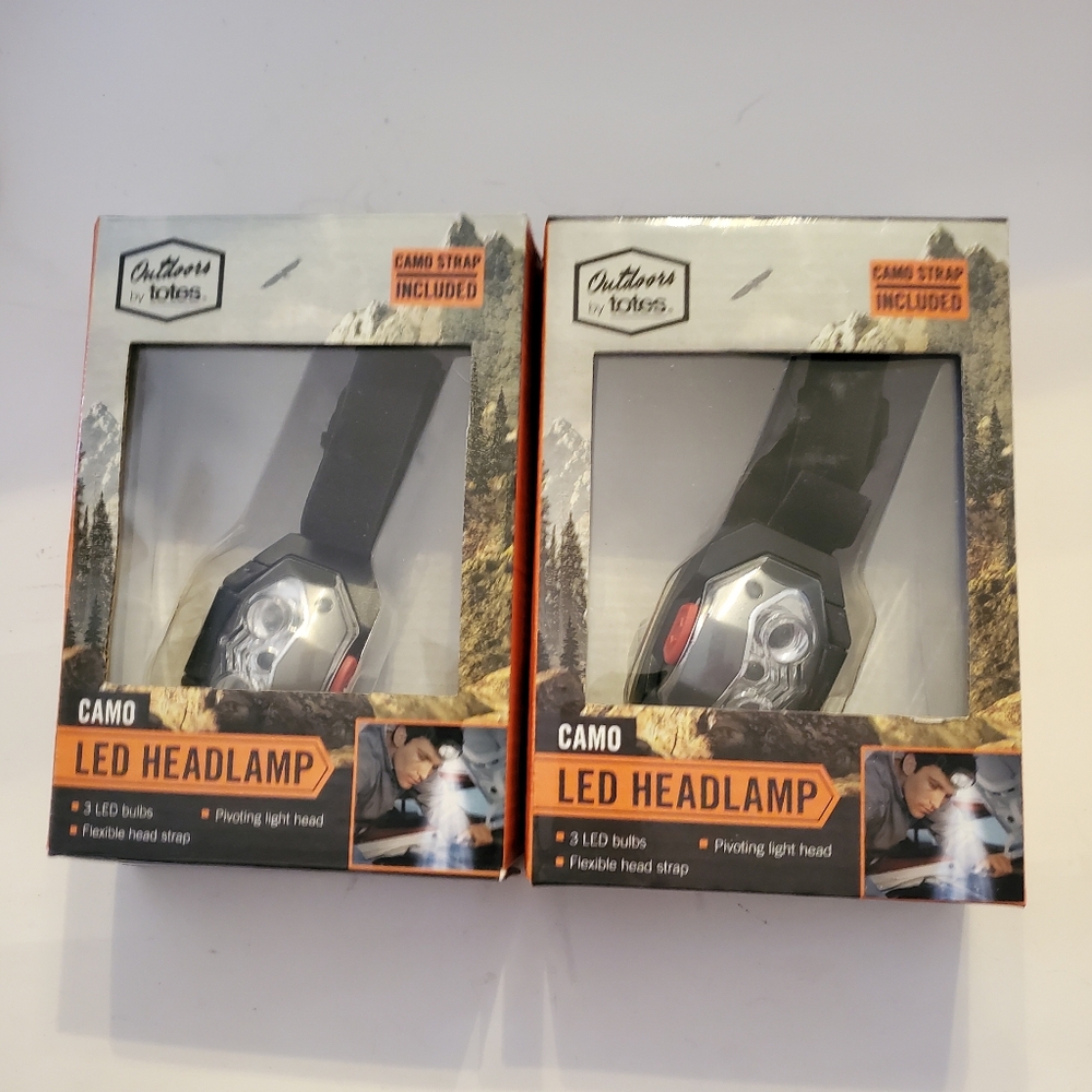 2 LED Head Lamps Great For Night Time Safety Treasure Hunting At Estate Sales